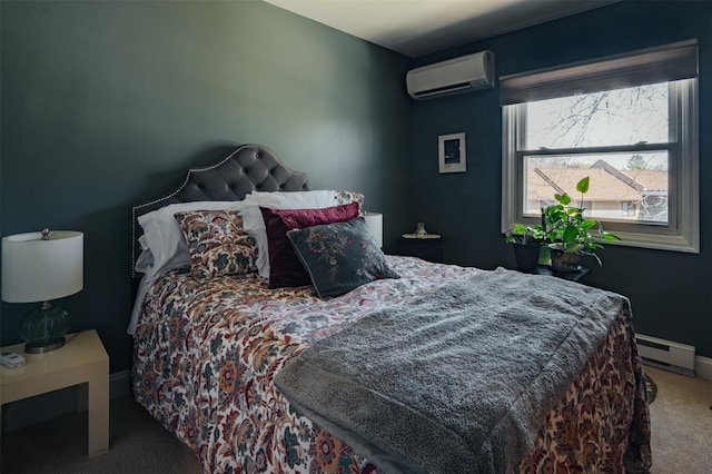 44 Hurlihe Unit 44, Poughkeepsie, NY 12601 - carpeted bedroom with baseboard heating and a wall mounted AC