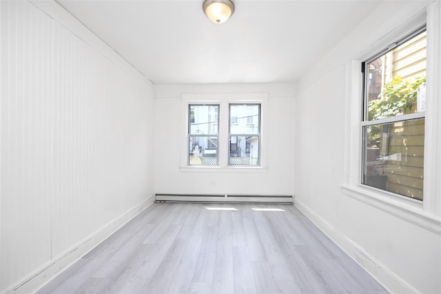 8808 88th St, Woodhaven, NY 11421 - spare room featuring baseboard heating and wood finished floors