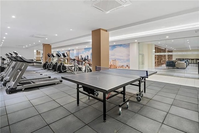 1238 63rd St Unit D306, Brooklyn, NY 11219 - rec room with recessed lighting and tile patterned floors