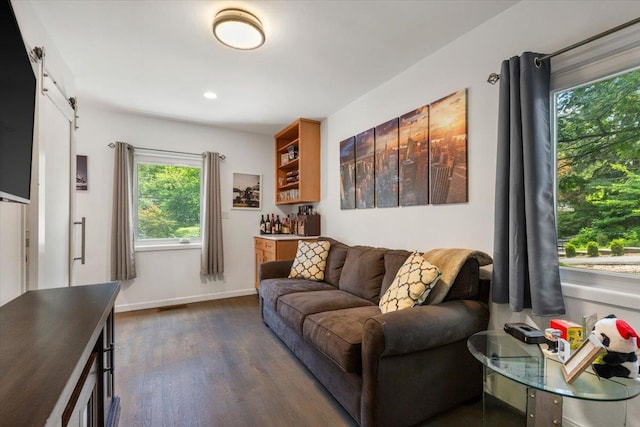82 Wood Hollow Ln, New Rochelle, NY 10804 - living area with plenty of natural light, dark wood-type flooring, and recessed lighting