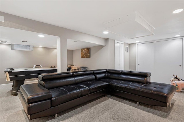 82 Wood Hollow Ln, New Rochelle, NY 10804 - living area featuring carpet floors and recessed lighting
