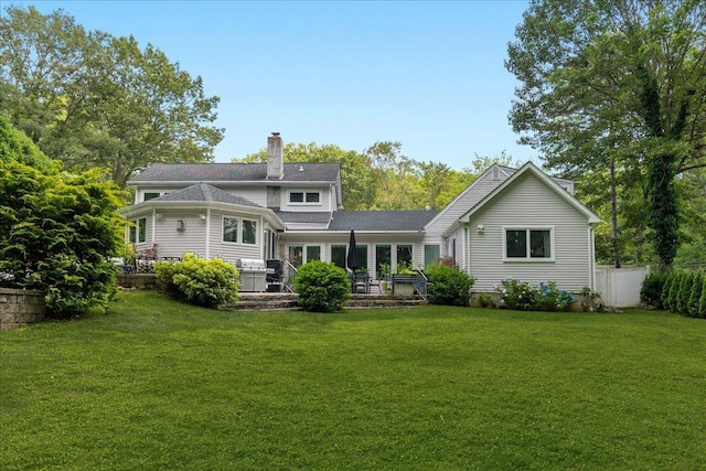 82 Wood Hollow Ln, New Rochelle, NY 10804 - rear view of property featuring a chimney