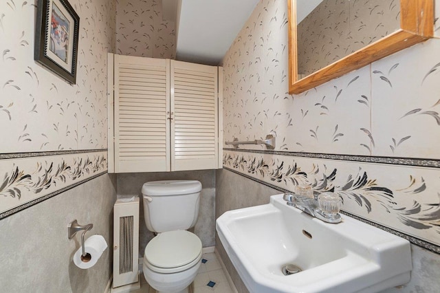 7 Mildred Ct, Nesconset, NY 11767 - bathroom featuring wallpapered walls and tile patterned flooring