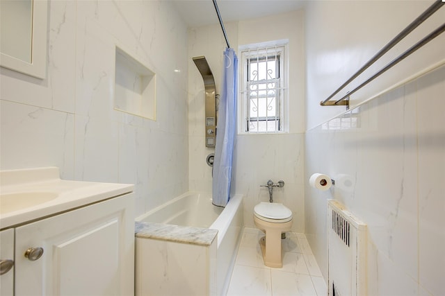 111-39 76th Rd Unit E2, Forest Hills, NY 11375 - bathroom featuring radiator heating unit, vanity, and shower / bath combo