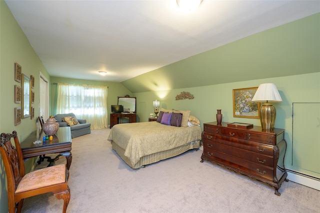 9 Martin Rd, Yonkers, NY 10701 - bedroom featuring carpet flooring, lofted ceiling, and a baseboard heating unit