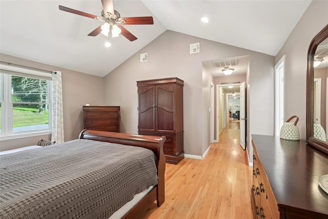 27A Claremont Ln, Suffern, NY 10901 - bedroom with lofted ceiling, light wood-style flooring, ceiling fan, attic access, and recessed lighting
