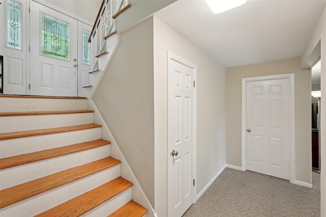 27A Claremont Ln, Suffern, NY 10901 - staircase featuring baseboards and carpet flooring