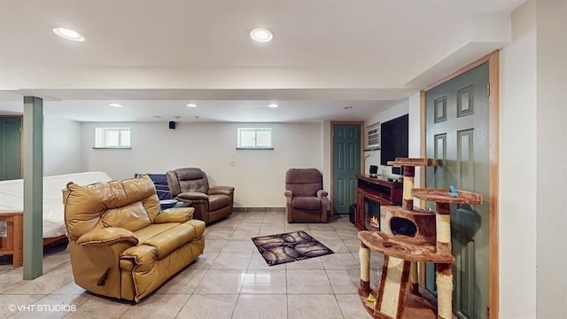 77-52 76th St, Glendale, NY 11385 - living area with recessed lighting and light tile patterned floors