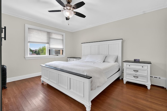 1004 Balcom Ave, Bronx, NY 10465 - bedroom featuring crown molding, dark wood-style floors, cooling unit, and a ceiling fan