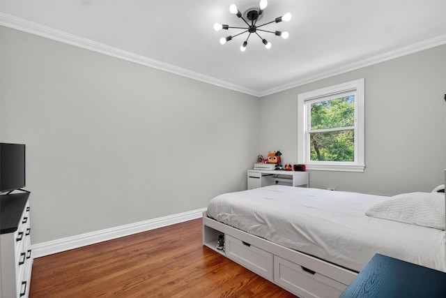 1004 Balcom Ave, Bronx, NY 10465 - bedroom featuring a chandelier, crown molding, and wood finished floors