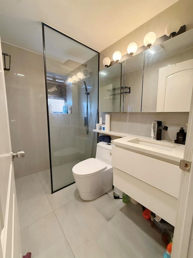 149-17 Sanford Ave, Flushing, NY 11355 - bathroom featuring walk in shower, vanity, and tile patterned flooring