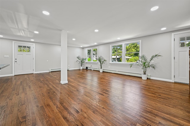 70 Robinson Ave, Brookhaven, NY 11763 - workout area featuring recessed lighting, wood finished floors, and baseboard heating