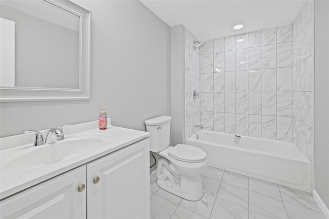 70 Robinson Ave, Brookhaven, NY 11763 - full bath featuring vanity, washtub / shower combination, and marble finish flooring