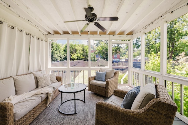 24 8th St, Hudson, NY 12534 - sunroom / solarium with a ceiling fan, outdoor lounge area, and plenty of natural light