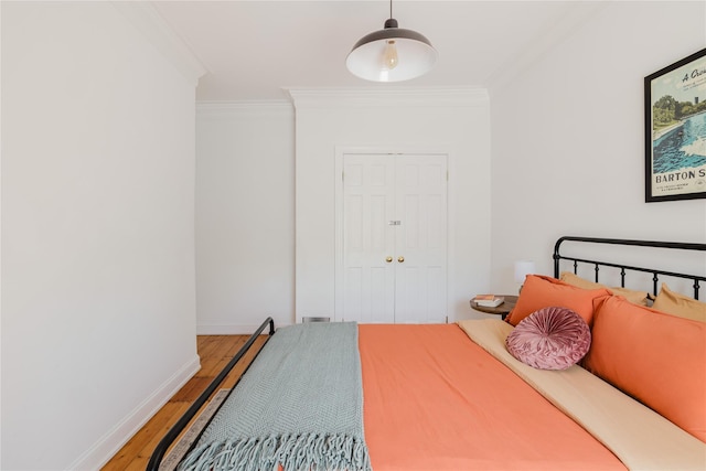 24 8th St, Hudson, NY 12534 - bedroom with crown molding, light wood-style floors, and a closet