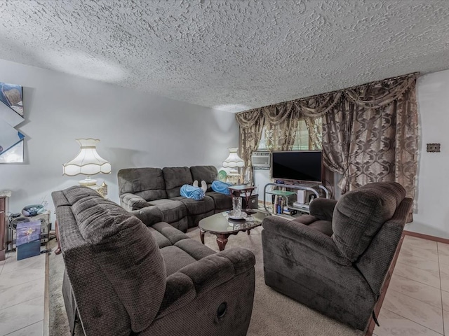 453 Christopher Ave, Brooklyn, NY 11212 - living room featuring a textured ceiling and light tile patterned floors