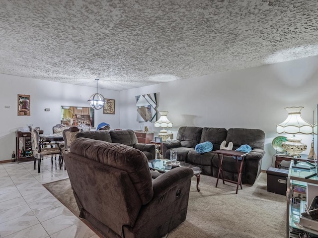 453 Christopher Ave, Brooklyn, NY 11212 - living area with a chandelier, a textured ceiling, and light marble finish floors