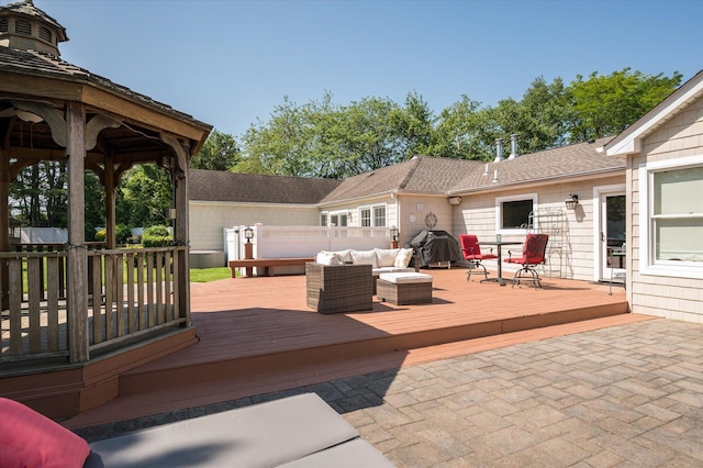 31-33 Dunlop Ct, Commack, NY 11725 - deck with outdoor lounge area and a gazebo