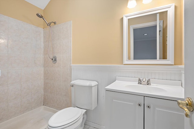 31-33 Dunlop Ct, Commack, NY 11725 - full bathroom with vanity, tiled shower, and wainscoting
