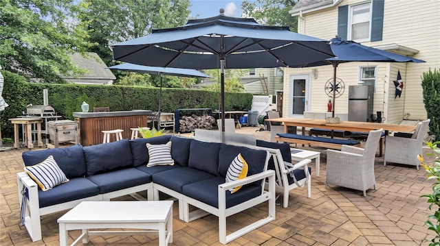 16 Clement St, Glen Cove, NY 11542 - view of patio featuring outdoor dining space and outdoor lounge area