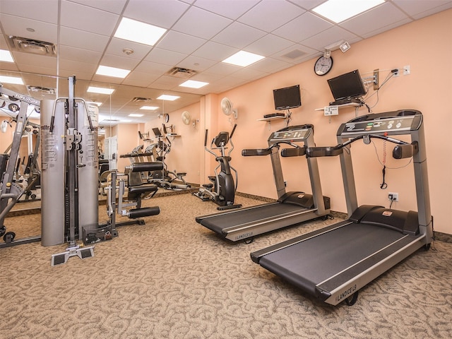 195 Pond View Dr Unit Ca0208, Port Washington, NY 11050 - gym featuring carpet and a drop ceiling