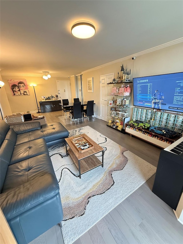 2 Bay Club Dr Unit 11T, Bayside, NY 11360 - living room with ornamental molding and wood finished floors