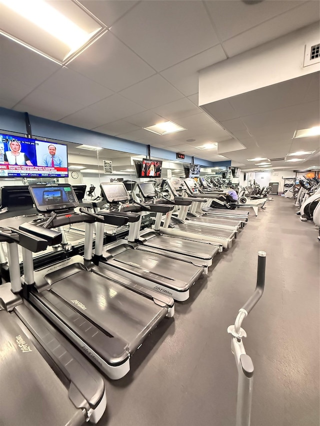 2 Bay Club Dr Unit 11T, Bayside, NY 11360 - workout area featuring a drop ceiling