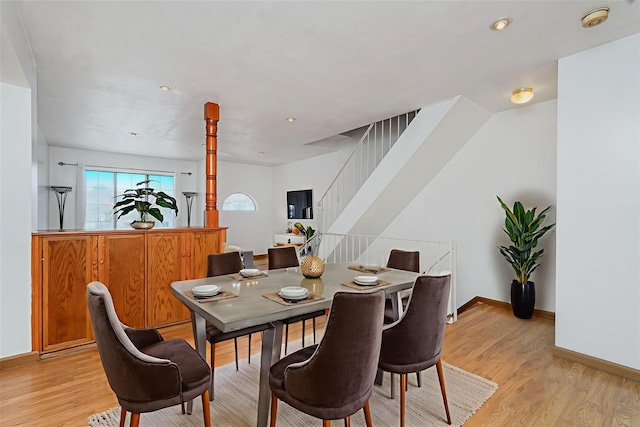 21 Carol Pl, Staten Island, NY 10303 - dining area featuring light wood finished floors, stairs, and recessed lighting