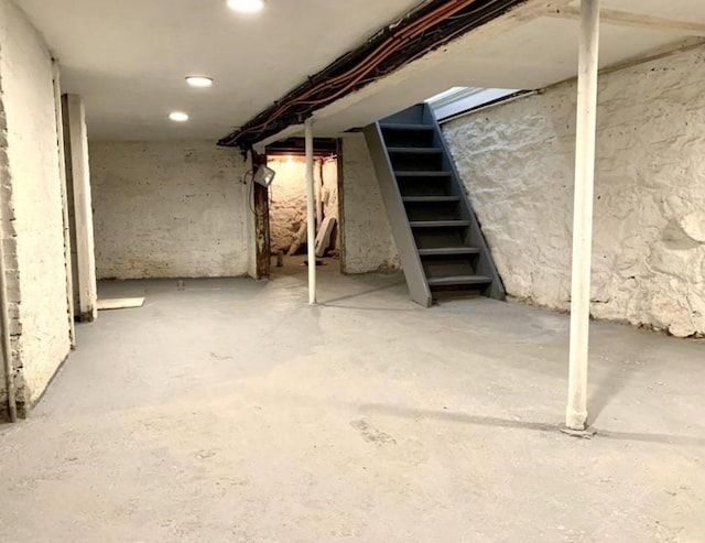 2301 Bathgate Ave, Bronx, NY 10458 - unfinished below grade area featuring stairway and recessed lighting