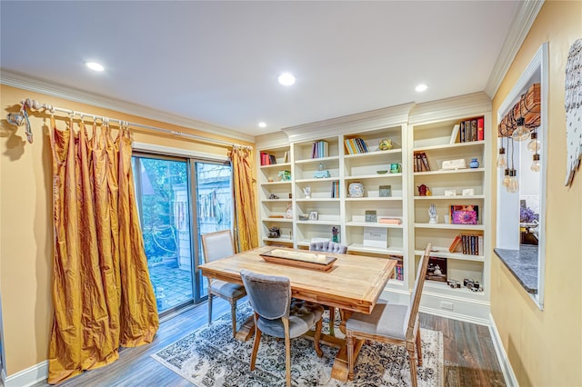 60 Jeremy Cir, Nesconset, NY 11767 - dining space featuring crown molding, dark wood-style floors, and recessed lighting