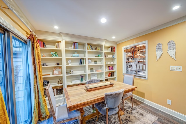 60 Jeremy Cir, Nesconset, NY 11767 - office space featuring dark wood-type flooring, crown molding, and recessed lighting