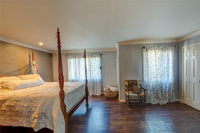 60 Jeremy Cir, Nesconset, NY 11767 - bedroom featuring multiple windows, hardwood / wood-style floors, ornamental molding, and recessed lighting