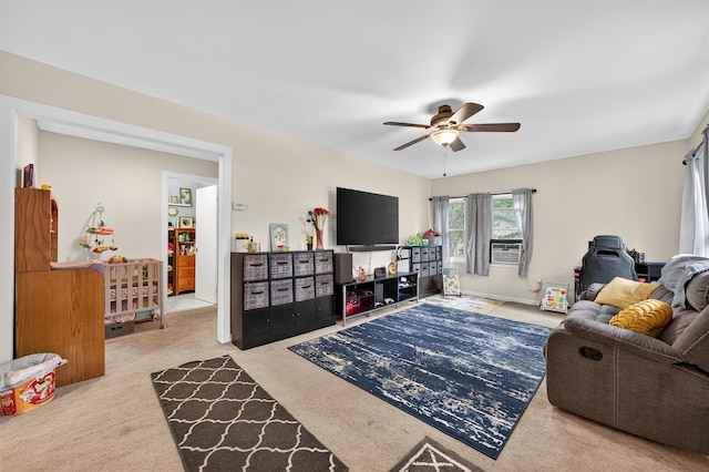 8 First St, Godeffroy, NY 12729 - carpeted living room with ceiling fan