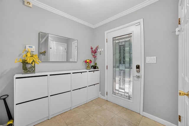 46 Alta Pl, Yonkers, NY 10710 - entryway featuring ornamental molding and light tile patterned flooring
