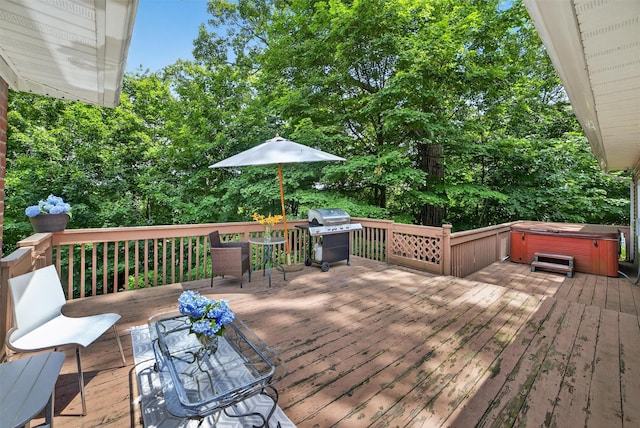 46 Alta Pl, Yonkers, NY 10710 - wooden terrace featuring a hot tub and area for grilling