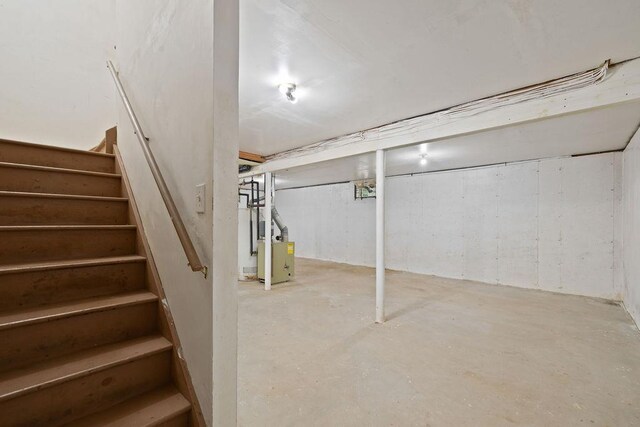 180 Depew Ave, Nyack, NY 10960 - unfinished below grade area with stairs and gas water heater