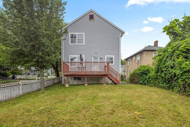 180 Depew Ave, Nyack, NY 10960 - rear view of house featuring a wooden deck and stairway