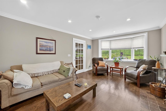 167 Hillview Ave, Yonkers, NY 10704 - living room with crown molding, recessed lighting, and wood finished floors