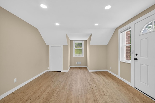 167 Hillview Ave, Yonkers, NY 10704 - foyer with light wood-style floors, recessed lighting, and lofted ceiling