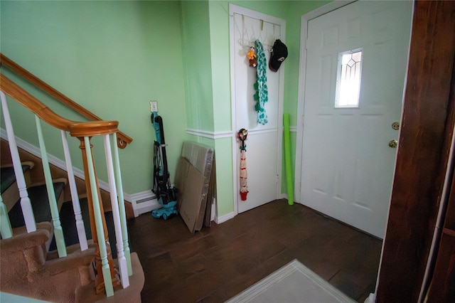 2083 Elm Pl, Merrick, NY 11566 - entrance foyer with dark wood-type flooring and stairway