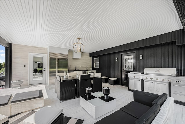 3 Fairview Ln, Glen Cove, NY 11542 - view of patio with an outdoor hangout area, outdoor dining space, and a grill