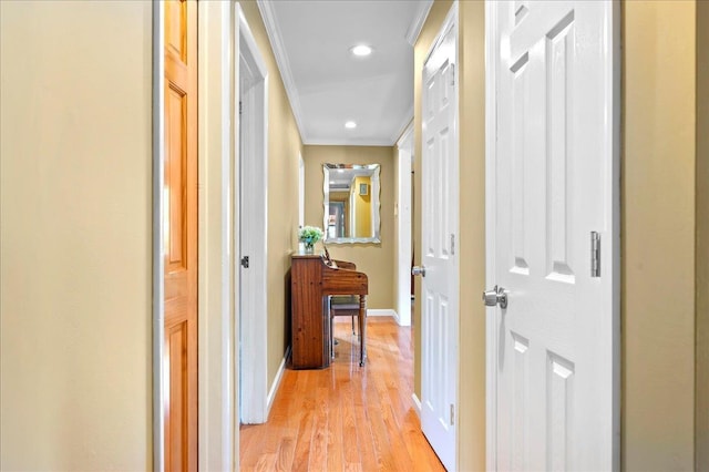 303 Helena Ave, Yonkers, NY 10710 - hallway with crown molding, light wood-type flooring, and recessed lighting