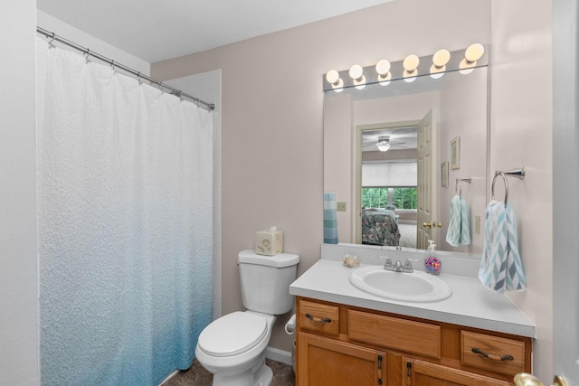 48 Sparrow Ridge Rd, Carmel, NY 10512 - ensuite bathroom featuring vanity, curtained shower, and a ceiling fan