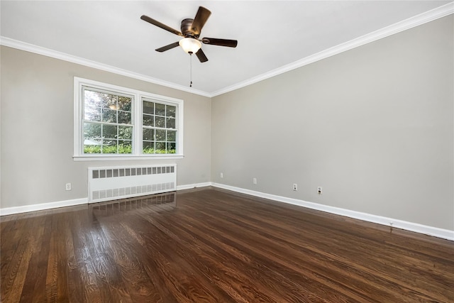 45 Mc Cue Ln, Babylon, NY 11702 - spare room with radiator heating unit, ceiling fan, wood finished floors, and crown molding