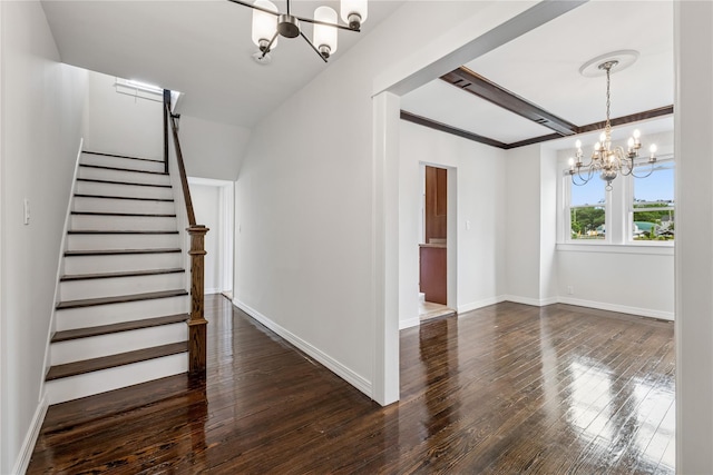 401 Ocean Ave, Malverne, NY 11565 - stairway with a chandelier and hardwood / wood-style flooring