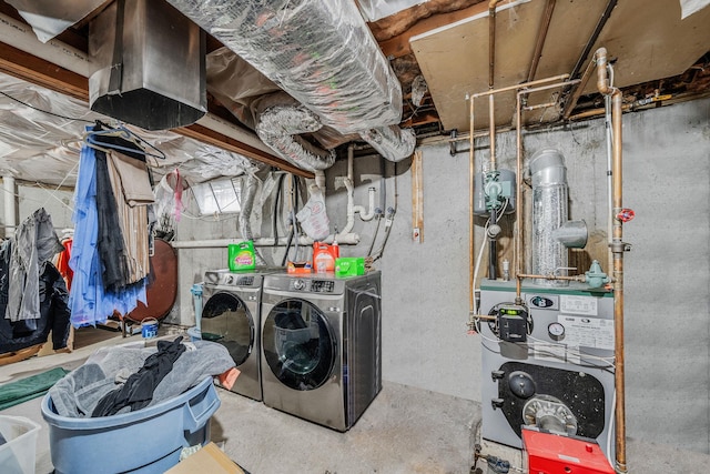 108A Union Ave, Lake Ronkonkoma, NY 11779 - laundry area featuring washer and dryer and a heating unit