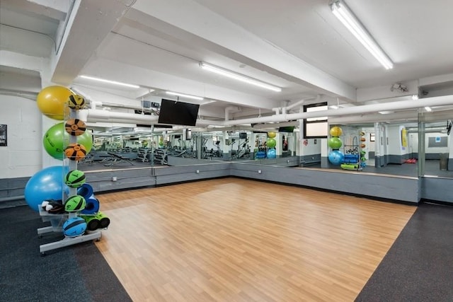 33-25 90th St Unit 3A, Jackson Heights, NY 11372 - gym featuring wood finished floors