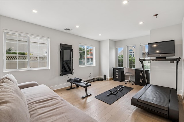 230 W Beech St, Long Beach, NY 11561 - exercise room with hardwood / wood-style floors and recessed lighting
