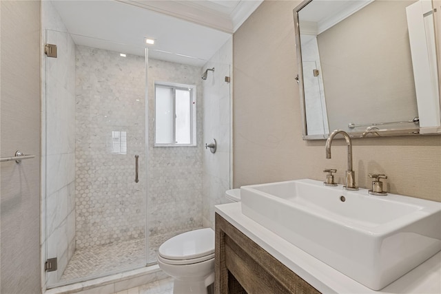 230 W Beech St, Long Beach, NY 11561 - full bath with a shower stall, vanity, and ornamental molding