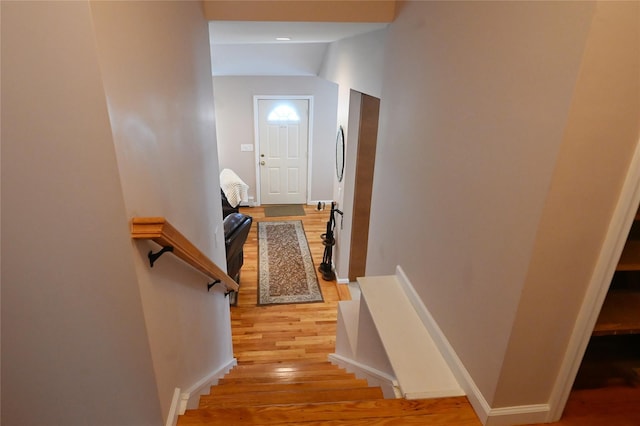22 Victoria Rd, North Babylon, NY 11703 - stairway with wood finished floors and baseboards